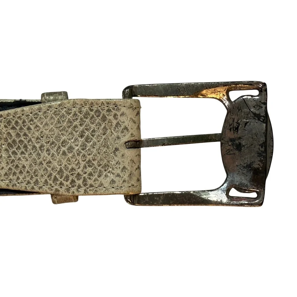 Vintage‎ Western Concho Belt Women S/M Silver Filigree Buckle Snakeskin Boho